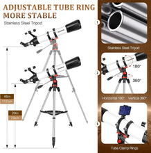 Load image into Gallery viewer, Portable 90mm Refractor Telescope - 800mm &amp; Phone Adapter for Stargazing
