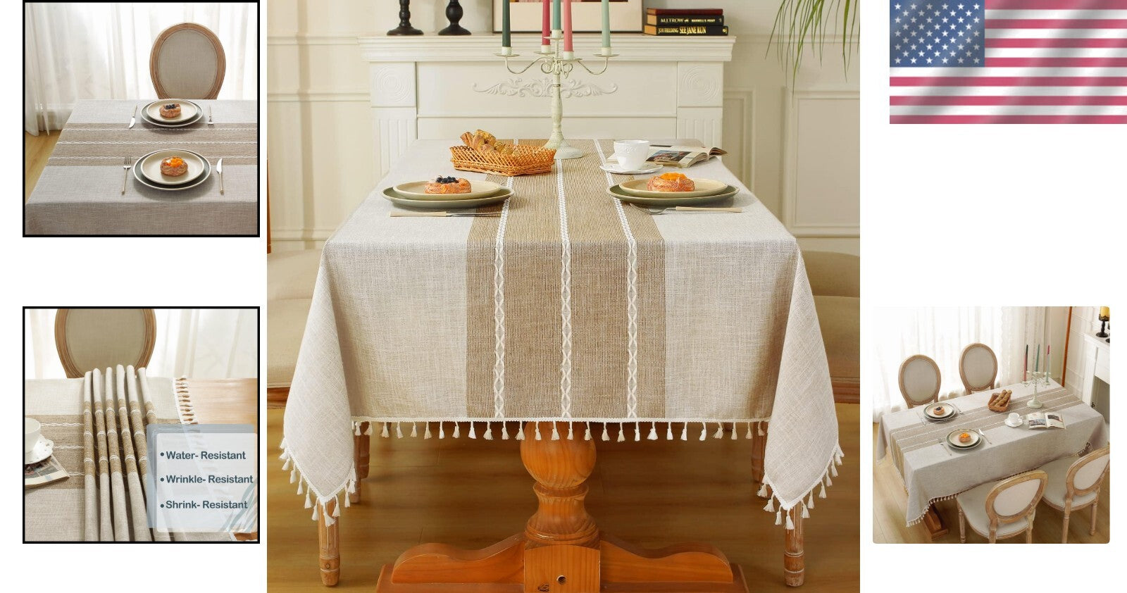 Elegant Striped Waterproof Tablecloth for Kitchen Dining & Holiday Celebrations