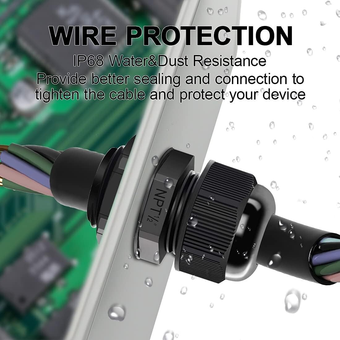 100-Pack NPT 1/2’ Waterproof Cable Glands - Reliable Black Nylon Connectors