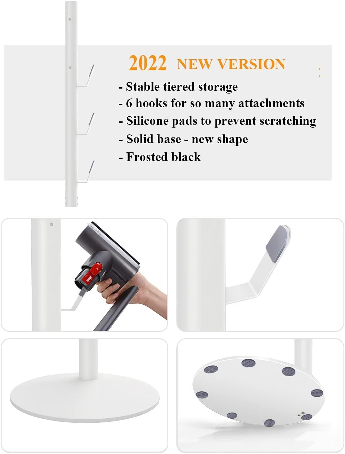 Stylish Cordless Vacuum Stand with Adjustable 6 Hooks - Fits V11, V10, V8 Models