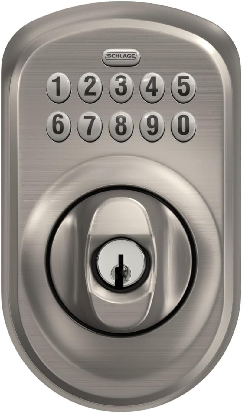 Plymouth Keyless Deadbolt - Illuminated Keypad Entry Lock in Sleek Satin Nickel