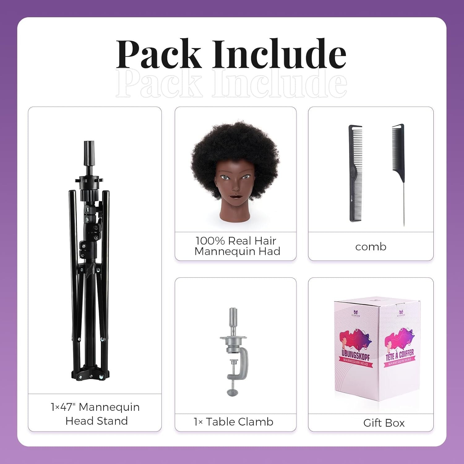 Versatile 10 Inch Mannequin Head for Braiding, Styling & Hair Training Kits