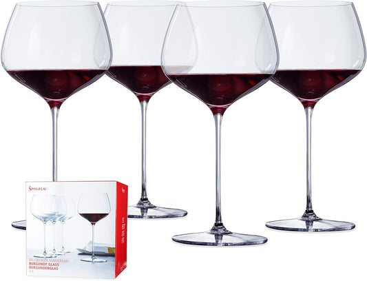 Set of 4 Willsberger Burgundy Wine Glasses - Lead-Free Crystal & Dishwasher Safe