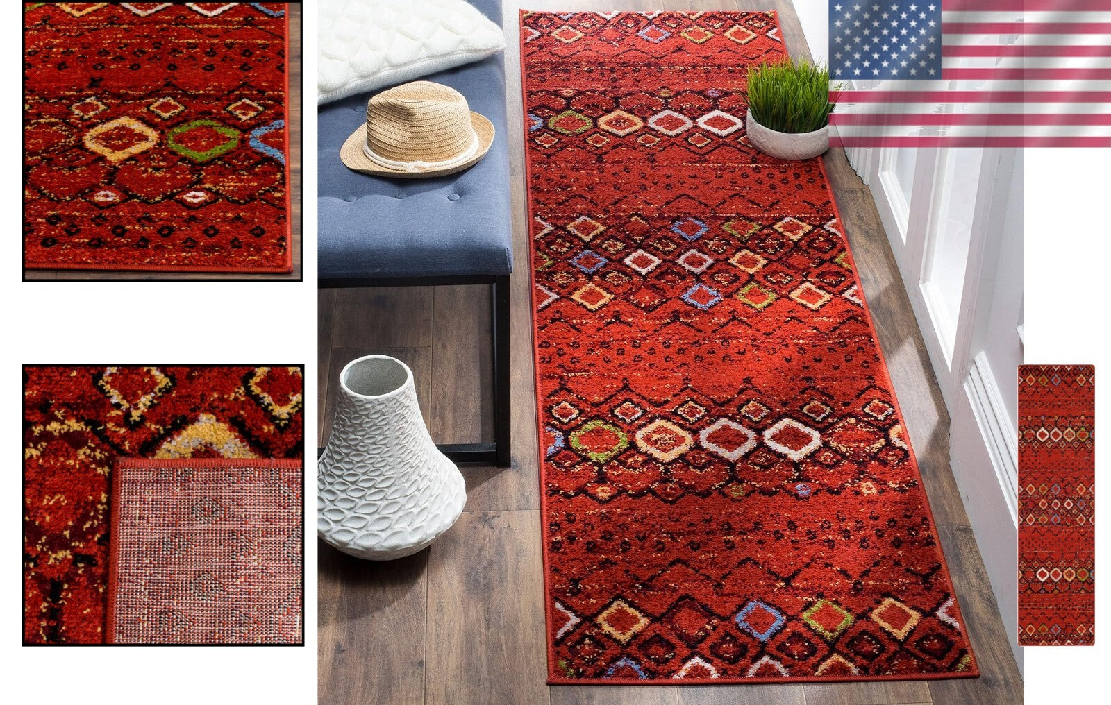 Non-Shedding & Stain Resistant Runner Rug - Ideal for Entryways & Living Rooms