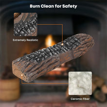 Load image into Gallery viewer, Versatile Ceramic Gas Logs - Safe 10-Piece Set for Indoor and Outdoor Fireplaces