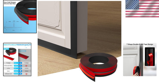 Waterproof 40ft Silicone Door Seal Strip - Versatile T-Shape Insulation Solution