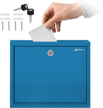 Load image into Gallery viewer, Stylish 3x10 Inch Lockable Suggestion Box - Durable Blue Wall-Mount Design
