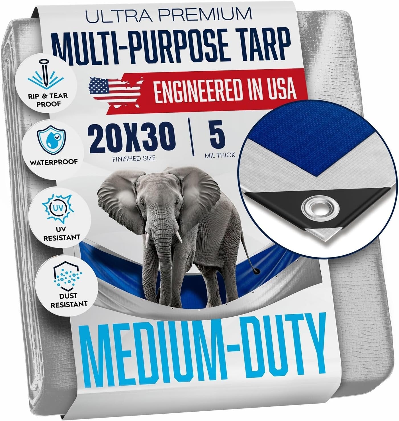 Versatile 20'x30' Waterproof Tarp - Ideal for Camping, Hiking, and Emergency Use