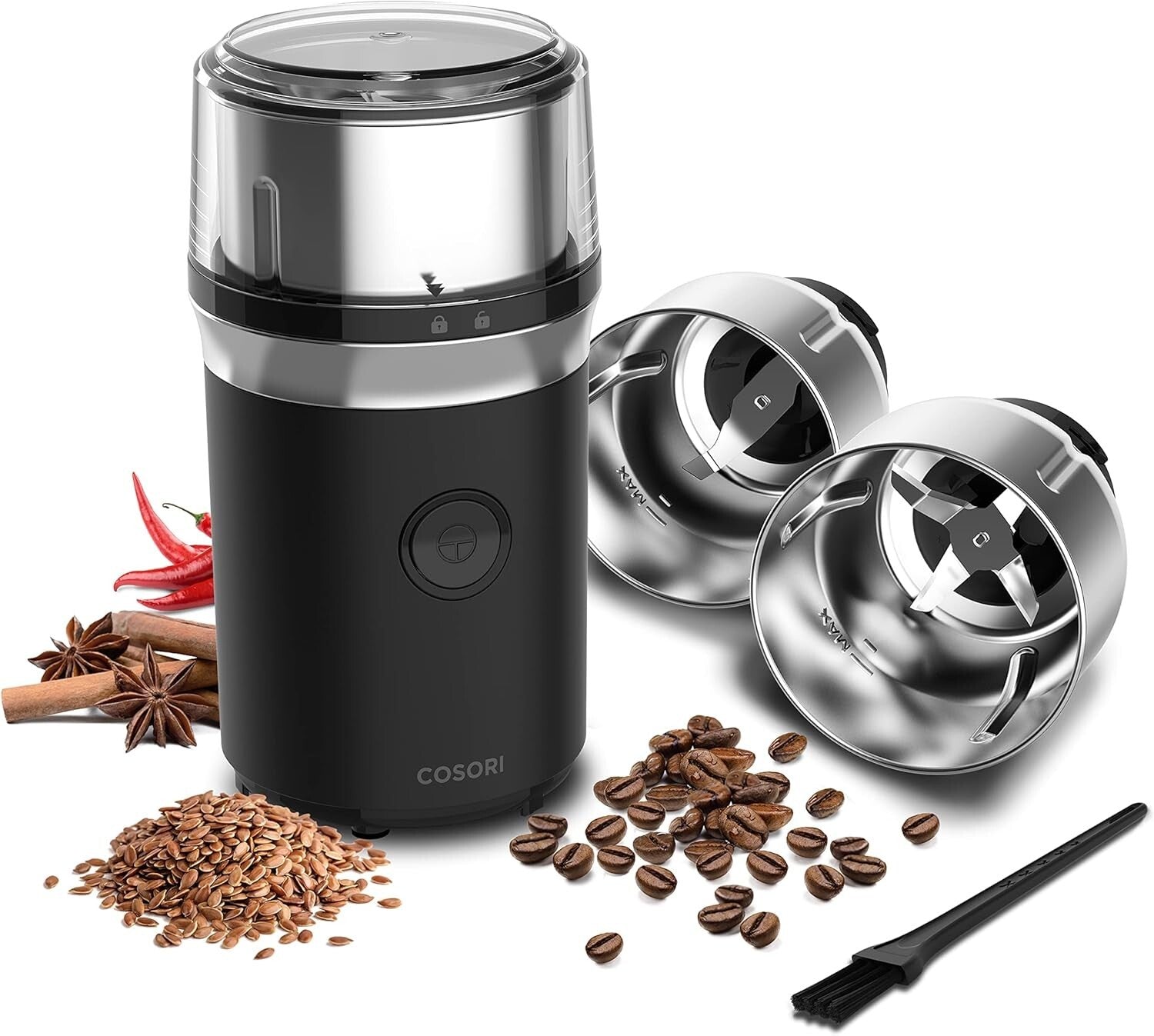 Versatile Wet & Dry Grinder - 200W Electric Coffee & Spice Blender in Black