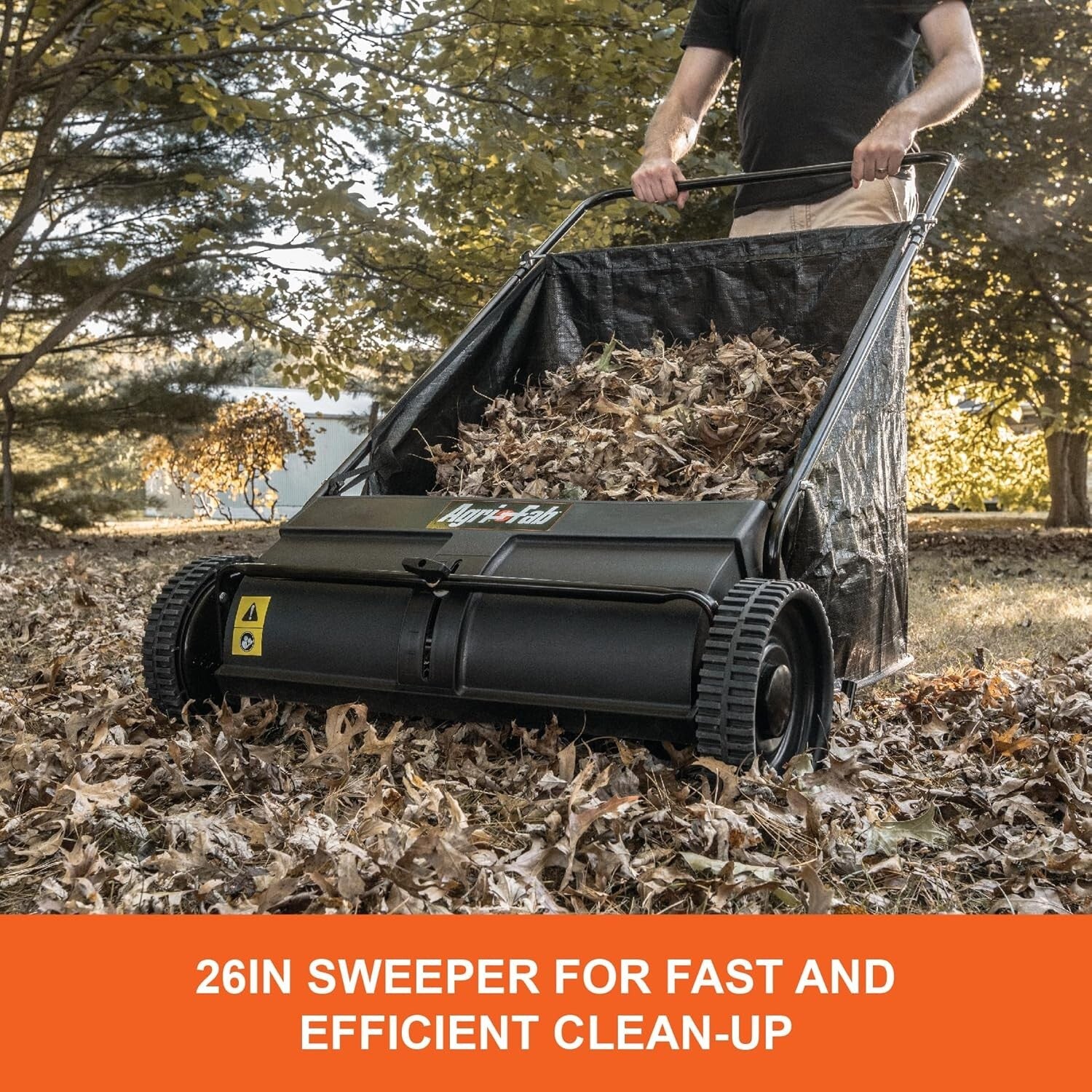 Efficient 26" Lawn Sweeper with Collapsible Bag - Perfect for Seasonal Yard Work