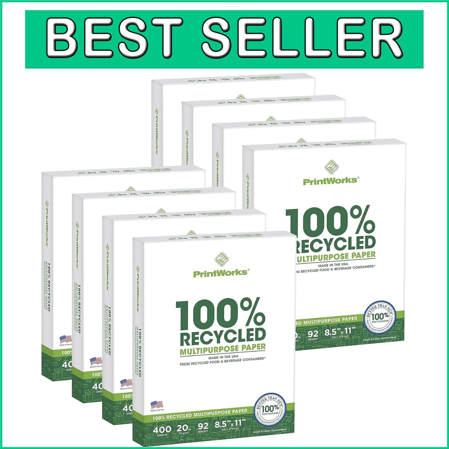 Quality 100% Recycled Multipurpose Paper - 8.5x11 Sheets, Ideal for All Printers