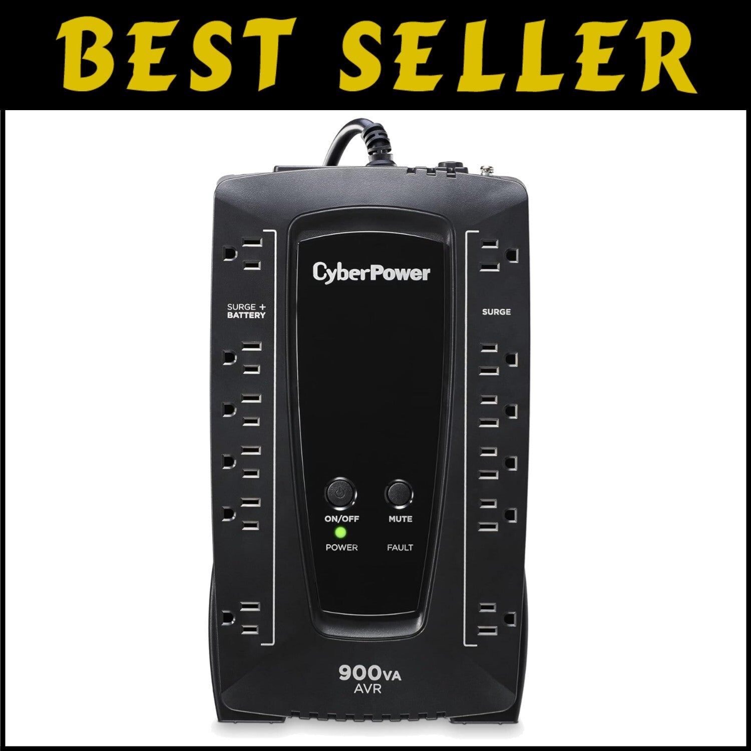 Compact 900VA UPS with 12 Outlets - Reliable Backup & Surge Protection System