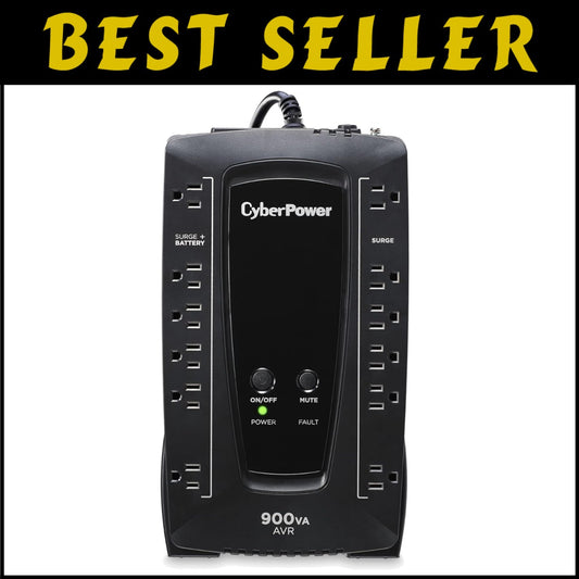 Compact 900VA UPS with 12 Outlets - Reliable Backup & Surge Protection System