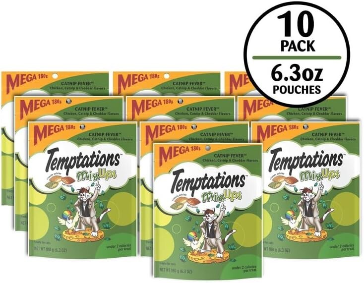 Value Pack: MixUps Catnip Fever Cat Treats - Crunchy & Soft, 6.3 oz Pouches