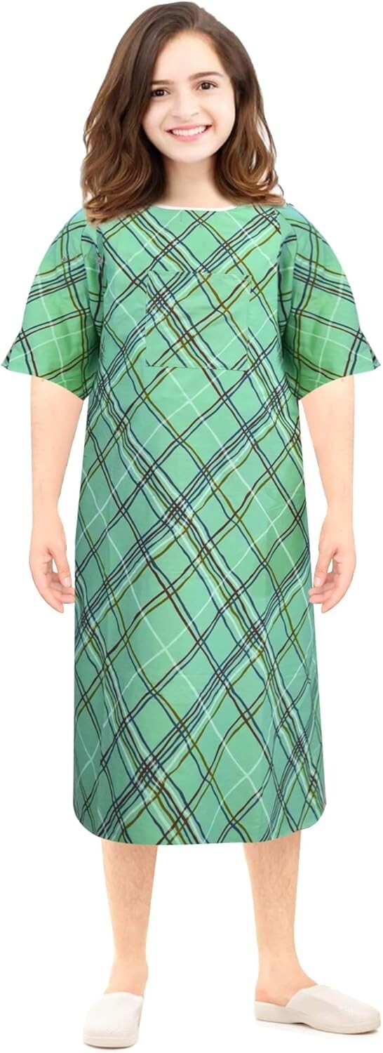 Lightweight IV-Ready Patient Gown with Overlapping Back Closure – Up to 2XL