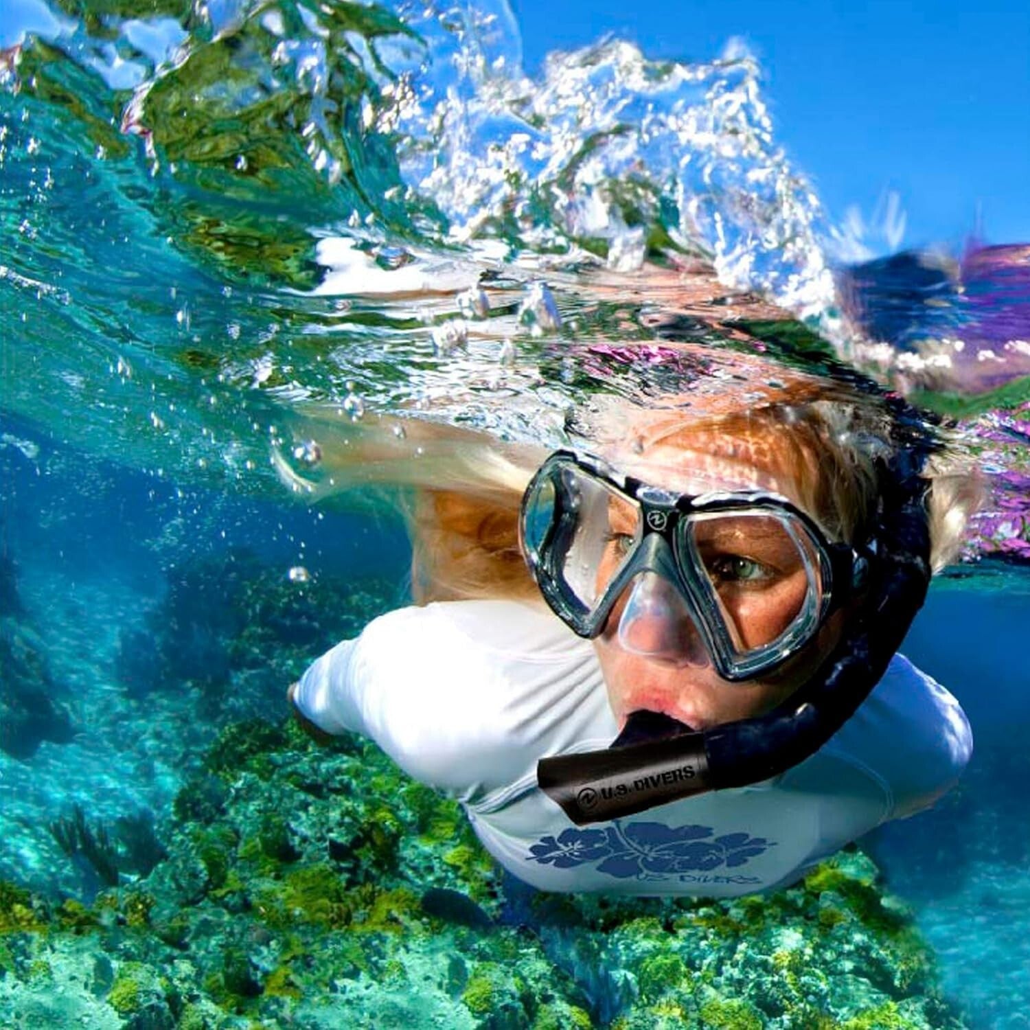 Premium Cozumel Snorkeling Mask, Seabreeze II Snorkel & Comfortable Fins