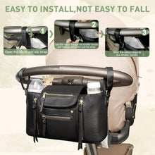 Load image into Gallery viewer, Practical Black Stroller Organizer with Adjustable Strap &amp; Insulated Pockets