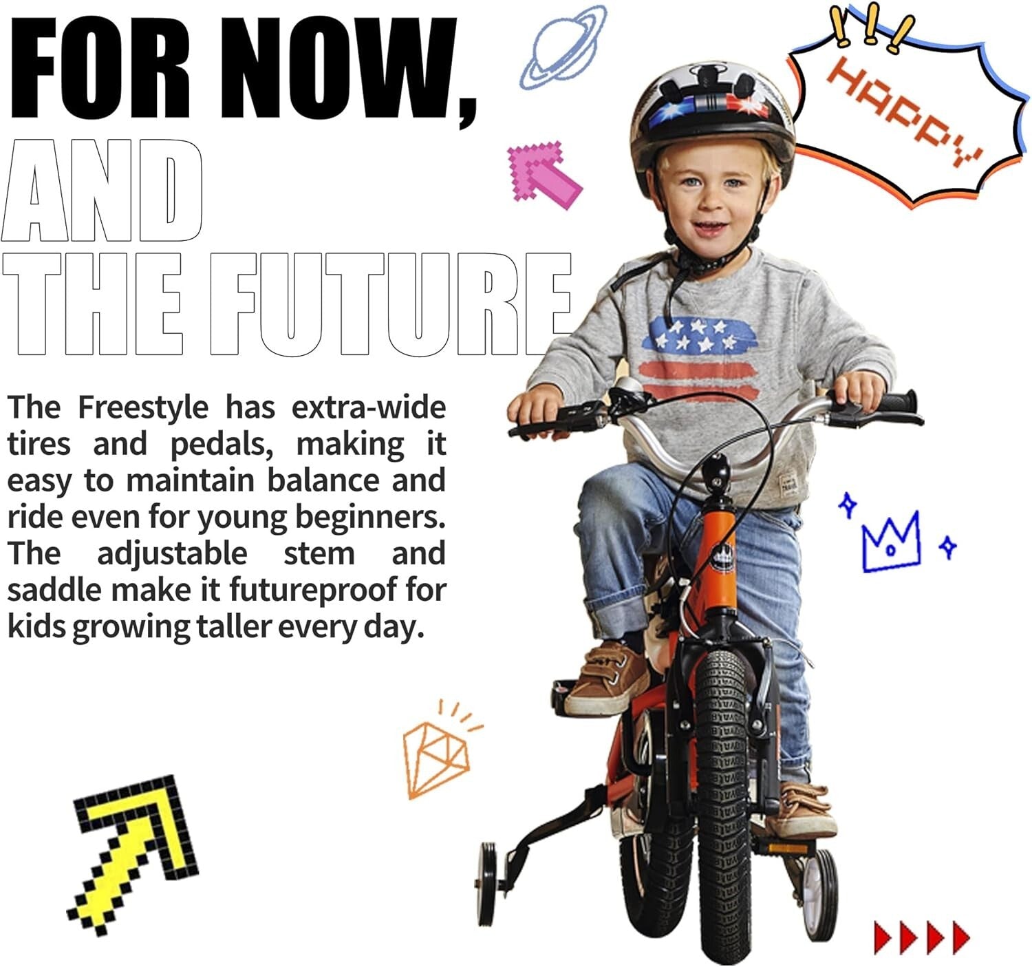 Fun Freestyle 16-Inch Kids Bike for Toddlers - Adjustable & Safe Training Tool