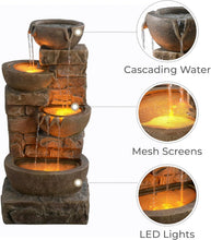 Load image into Gallery viewer, 5.51-Gallon Cascading Bowls Garden Fountain with LED Lights - Relaxing Ambiance