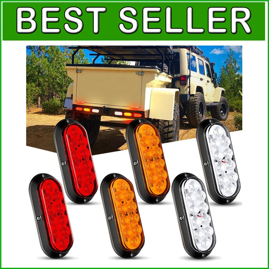 6'' Oval Red-White-Amber LED Trailer Lights - Super Bright, Waterproof 6-Pack