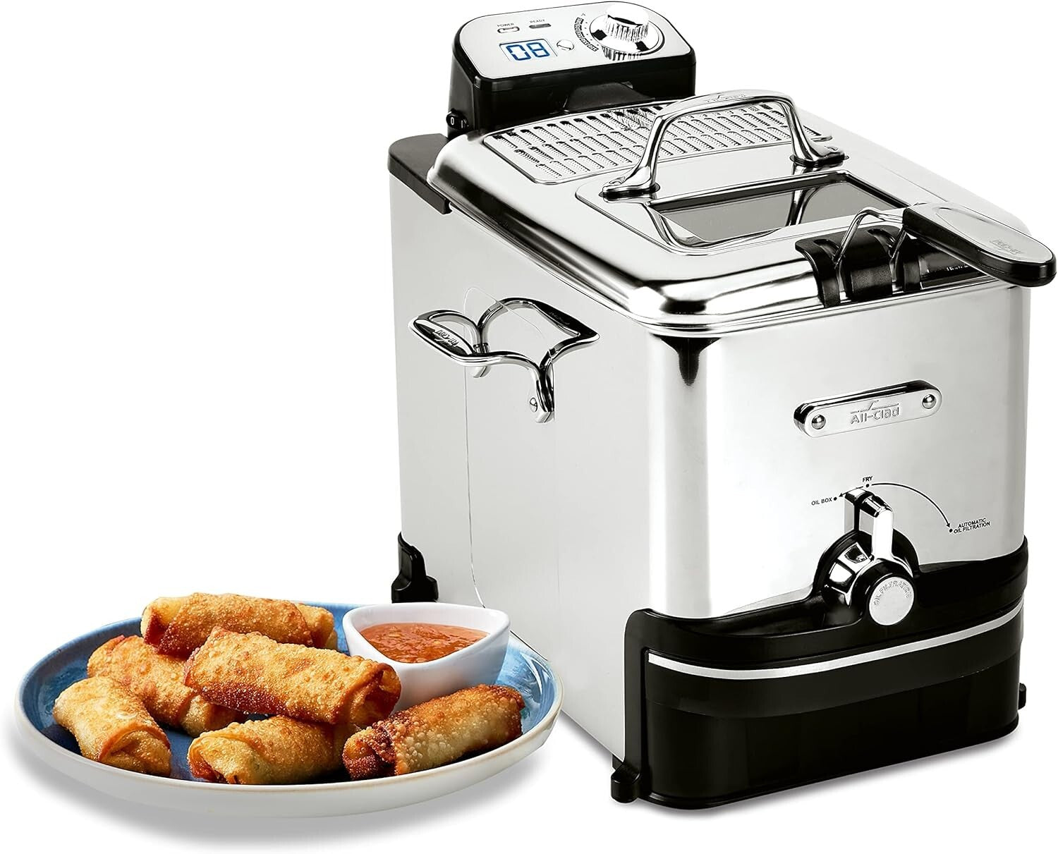 Electric 3.5L Deep Fryer with Oil Filtration & Locking Lid - Safe & Easy
