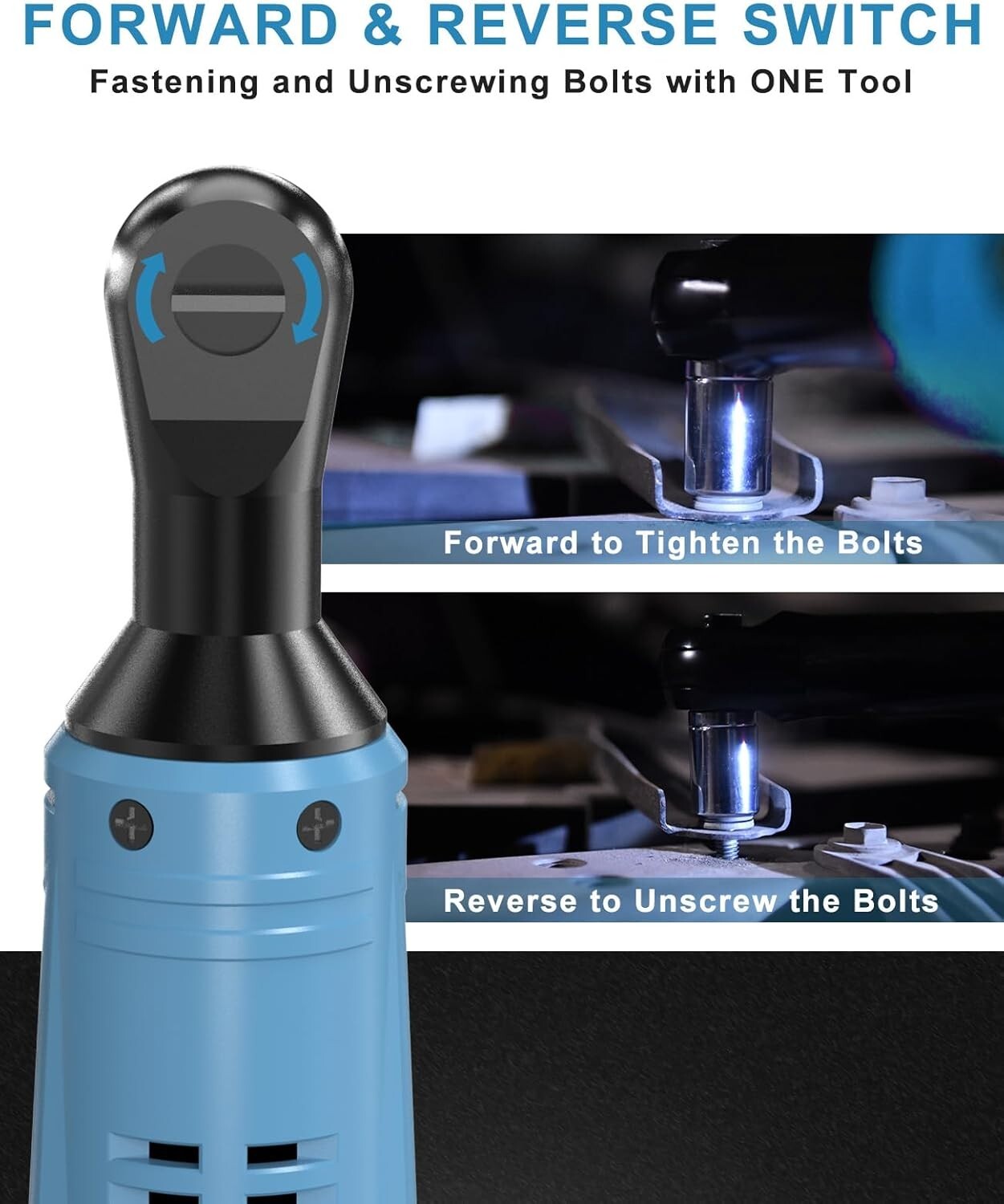 High Torque Cordless Ratchet Wrench Kit – 2 Batteries & Extension Bar Included