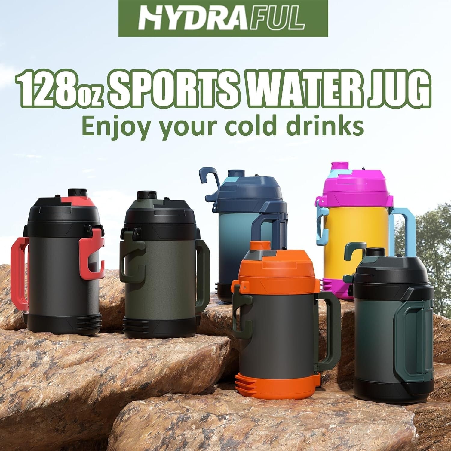 1 Gallon Stainless Steel Insulated Water Bottle for Gym, Hiking & Camping