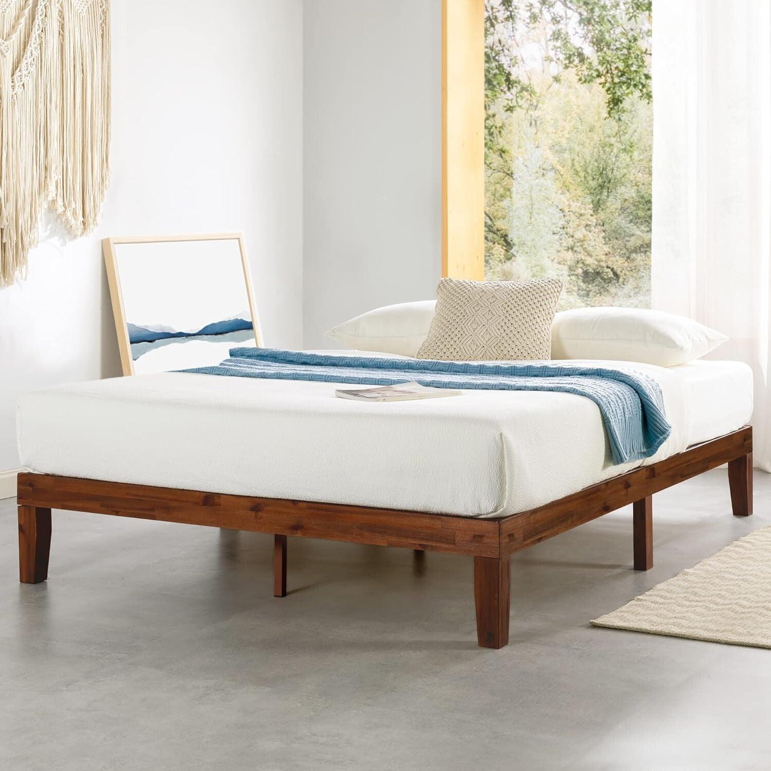 Elegant Full Size Wooden Platform Bed | Easy Assembly & No Box Spring Needed