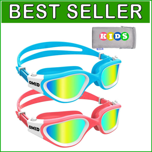 2 Pack Kids Swim Goggles: Anti-Fog, Polarized & Ultra Comfortable Fit 6-14 Years