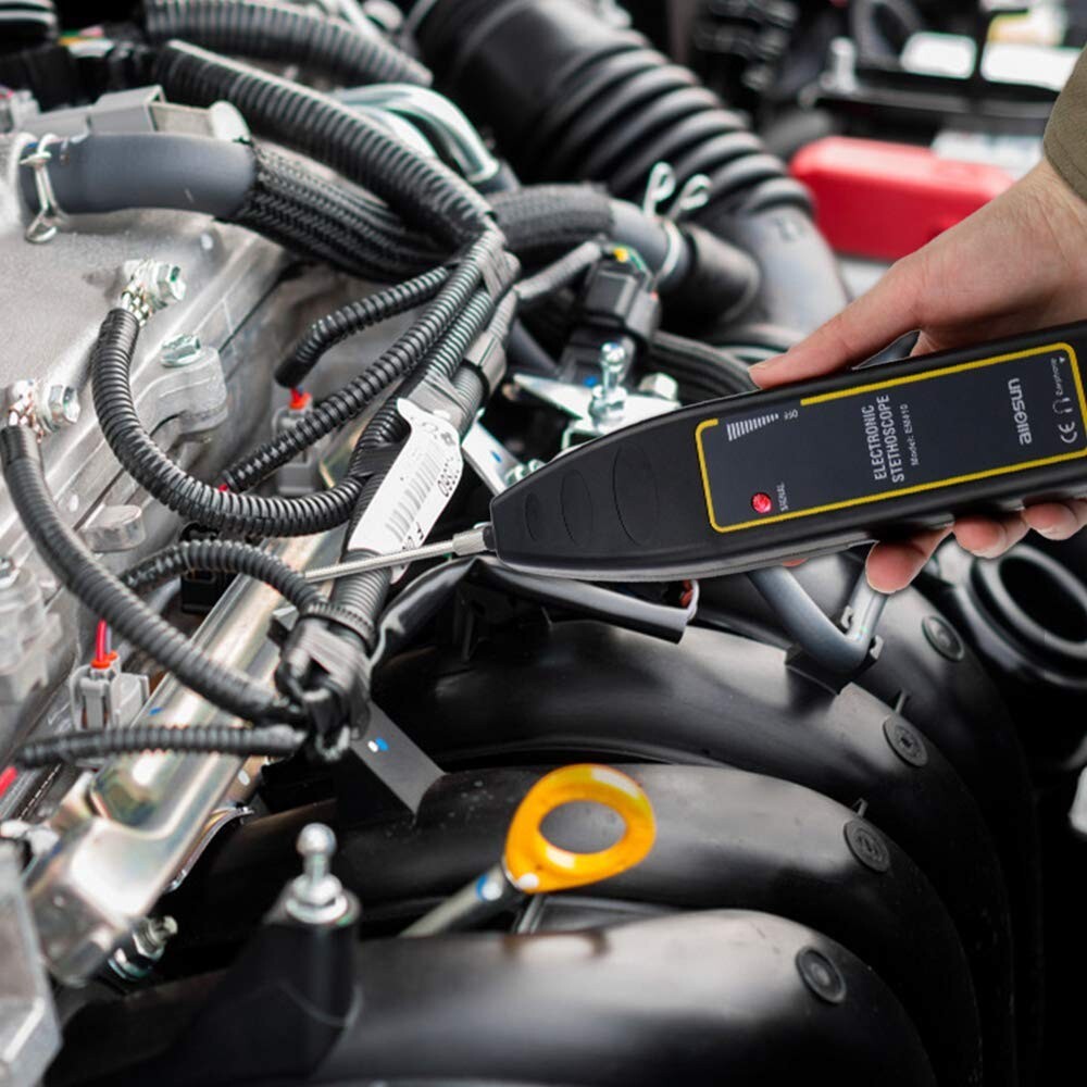 Ultrasonic Automotive Noise Finder Stethoscope with LED Signal Indicator - Black