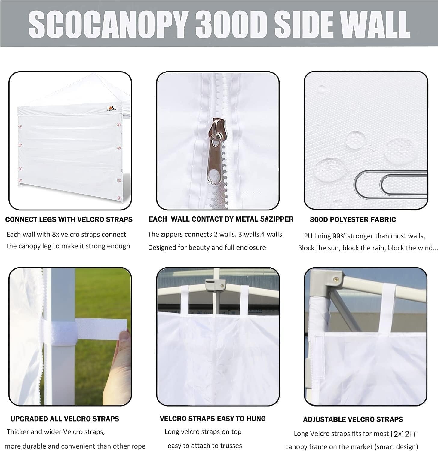3-Pack Waterproof Sidewalls for 12x12ft Canopy - UV Protection & Durability