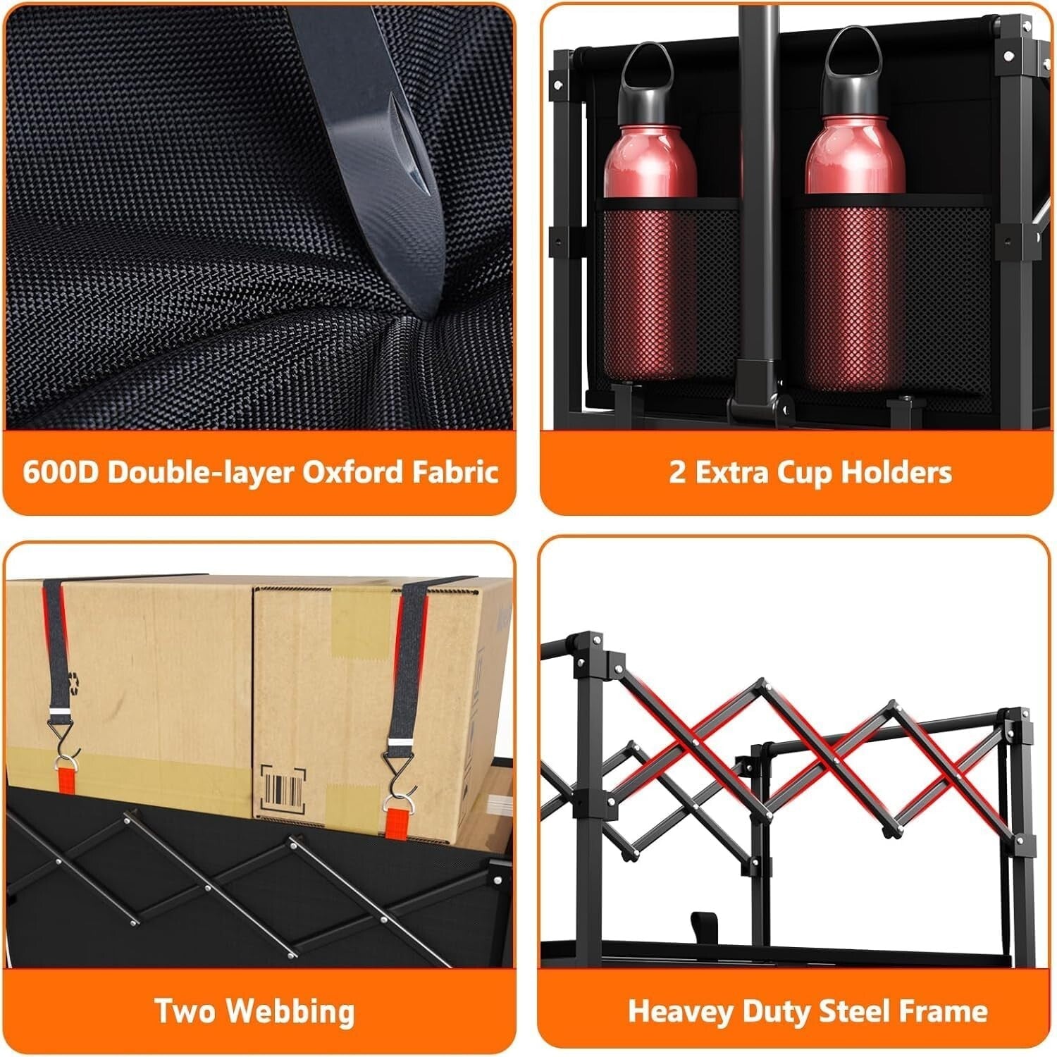 Lightweight Portable Utility Shopping Cart with Anti-Slip Wheels for Outdoors