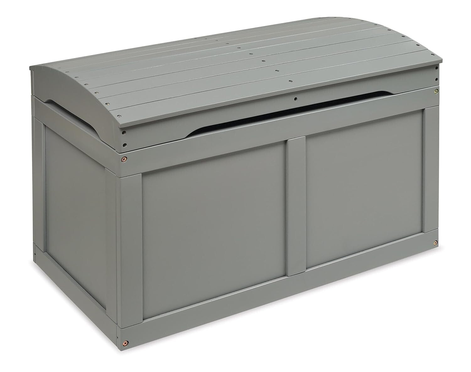 Elegant Gray Hardwood Toy Box with Support Hinge - Perfect for Kids Storage