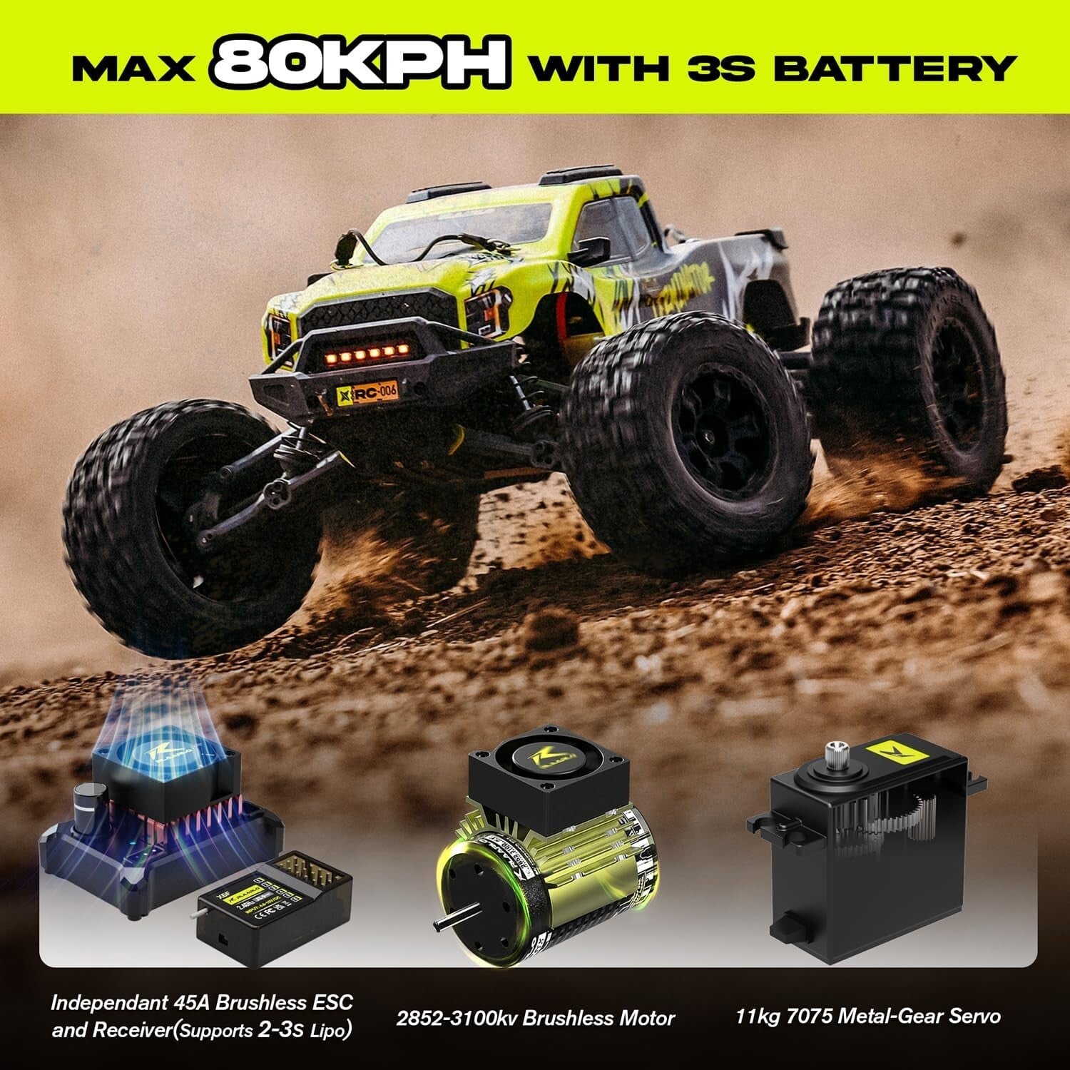 Fast 50mph Waterproof Monster Truck - Remote Control 1/10 Off-Road Adventure