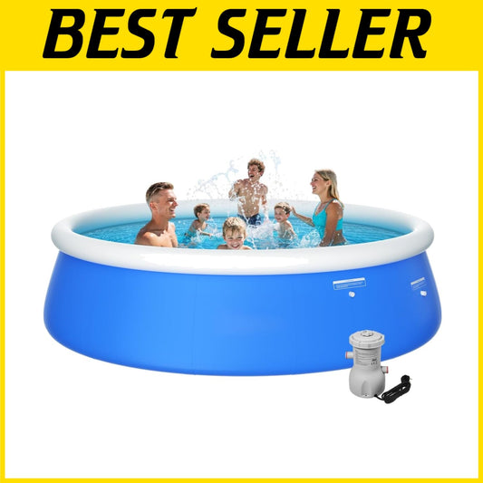 Family-Sized 12ft Round Inflatable Pool with Filter Pump – Enjoy Summer Fun