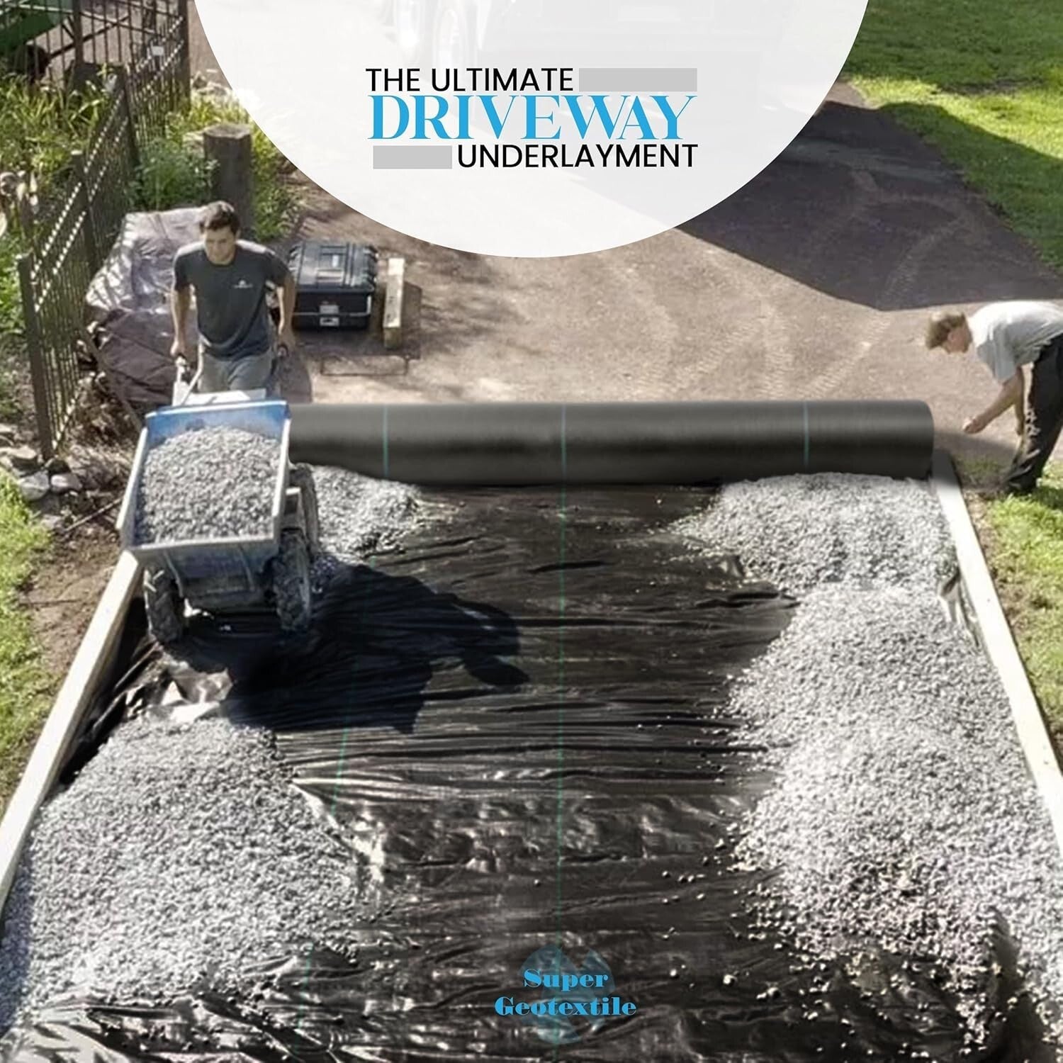 Heavy-Duty 4 oz Woven Geotextile Fabric - 50 Year Driveway Stabilization, 6x250