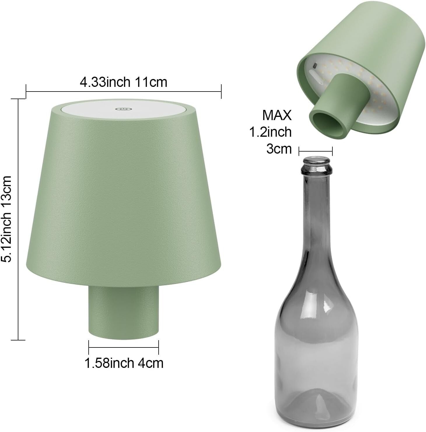 Battery Powered 2 Pack Green LED Bottle Lamp - Perfect for Dining & Outdoor Use