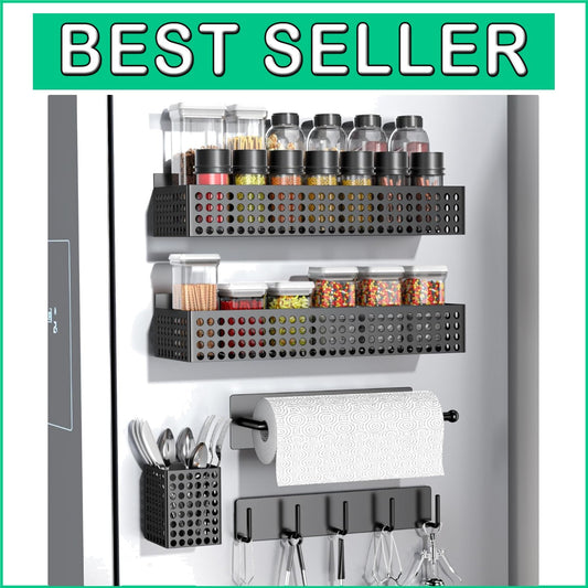 Customizable Magnetic 2-Tier Spice and Utility Rack with Strong Magnetic Hold