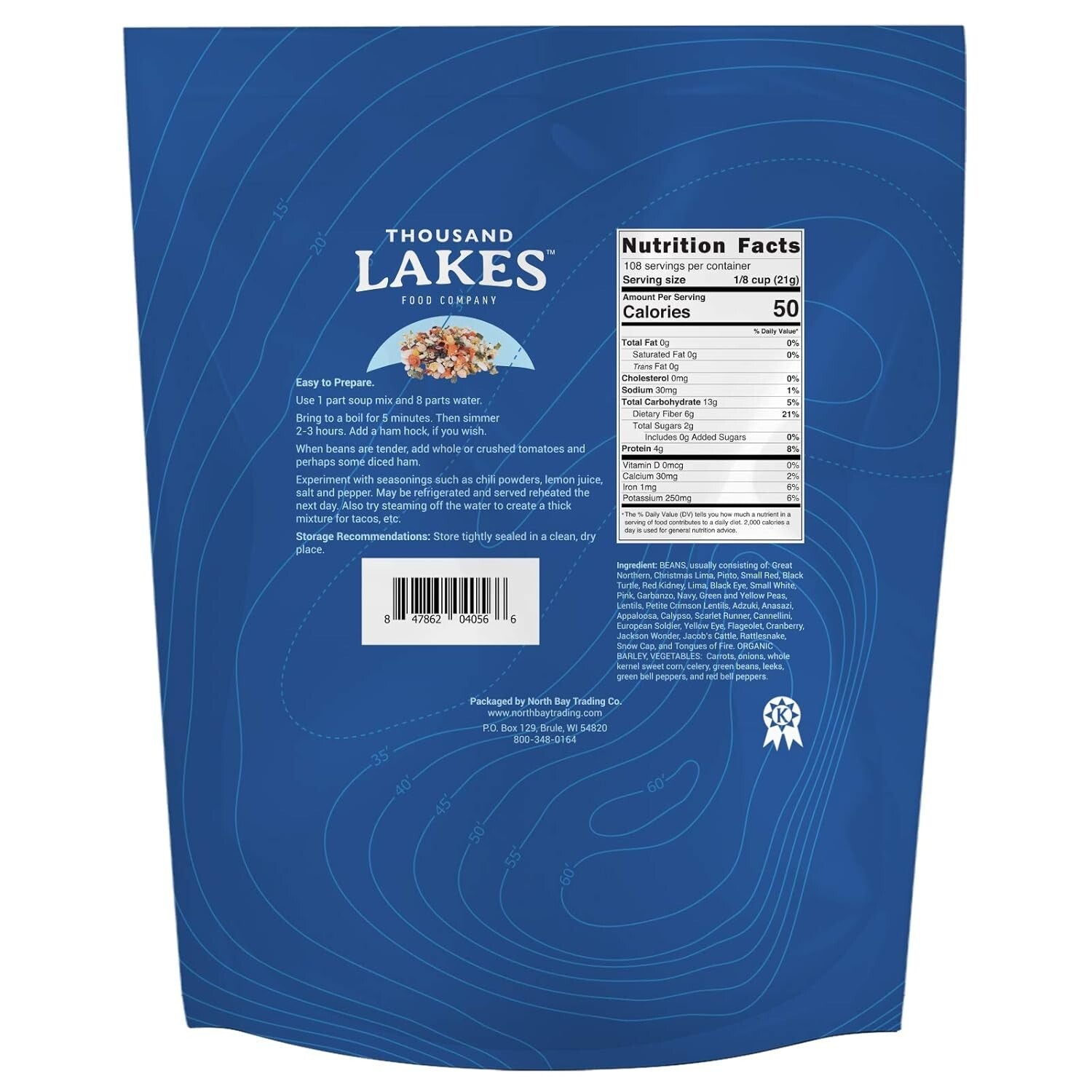 Delicious Low Sodium 32 Bean & 8 Vegetable Dry Soup Mix - 5 lbs - 100+ Servings