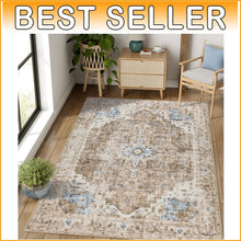 Load image into Gallery viewer, Soft Medallion Brick Red 5x7 Indoor Rug – Lightweight Non-Slip Elegant Design