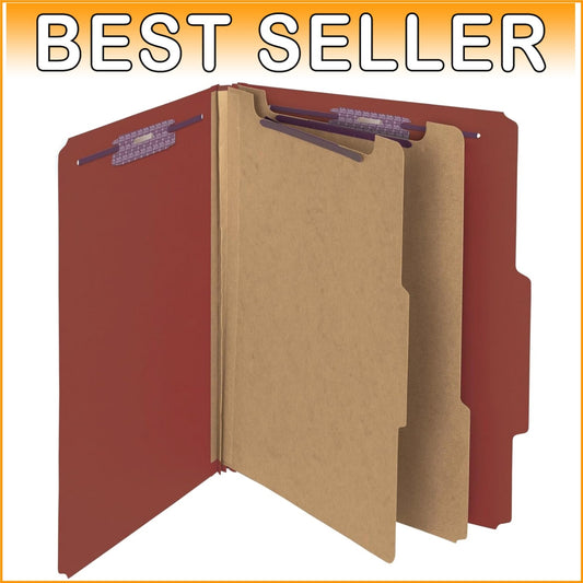 Efficient Red Classification File Folders with SafeSHIELD Fasteners - 10 Count