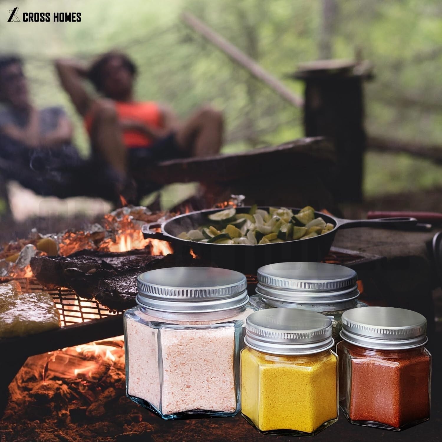 Airtight Magnetic Spice Containers - 4oz Hexagon Jars with Labels and Shakers