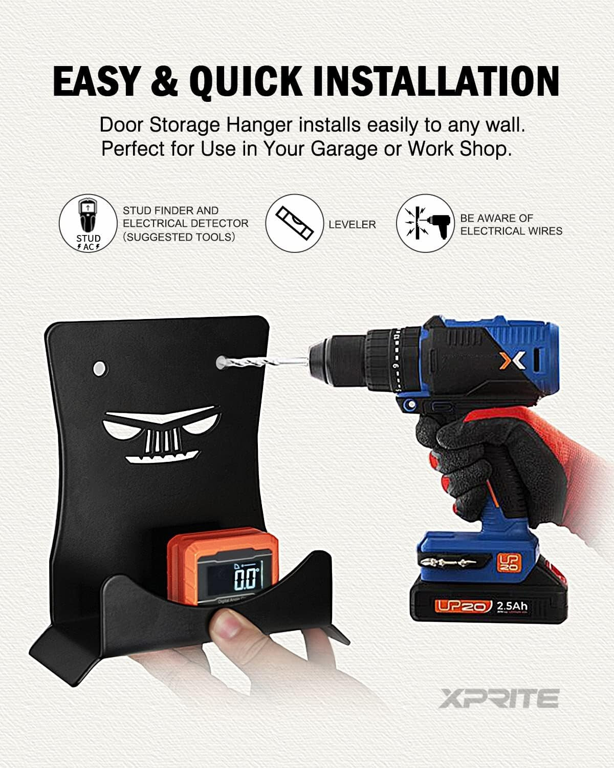 Rubber-Lined Wall Mount Door Holders Compatible with 1956-2024 Jeep Wrangler