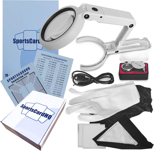 All-Ages Sports Card Grading Kit: Includes LED Lamp, Gloves, and Cleaning Cloths