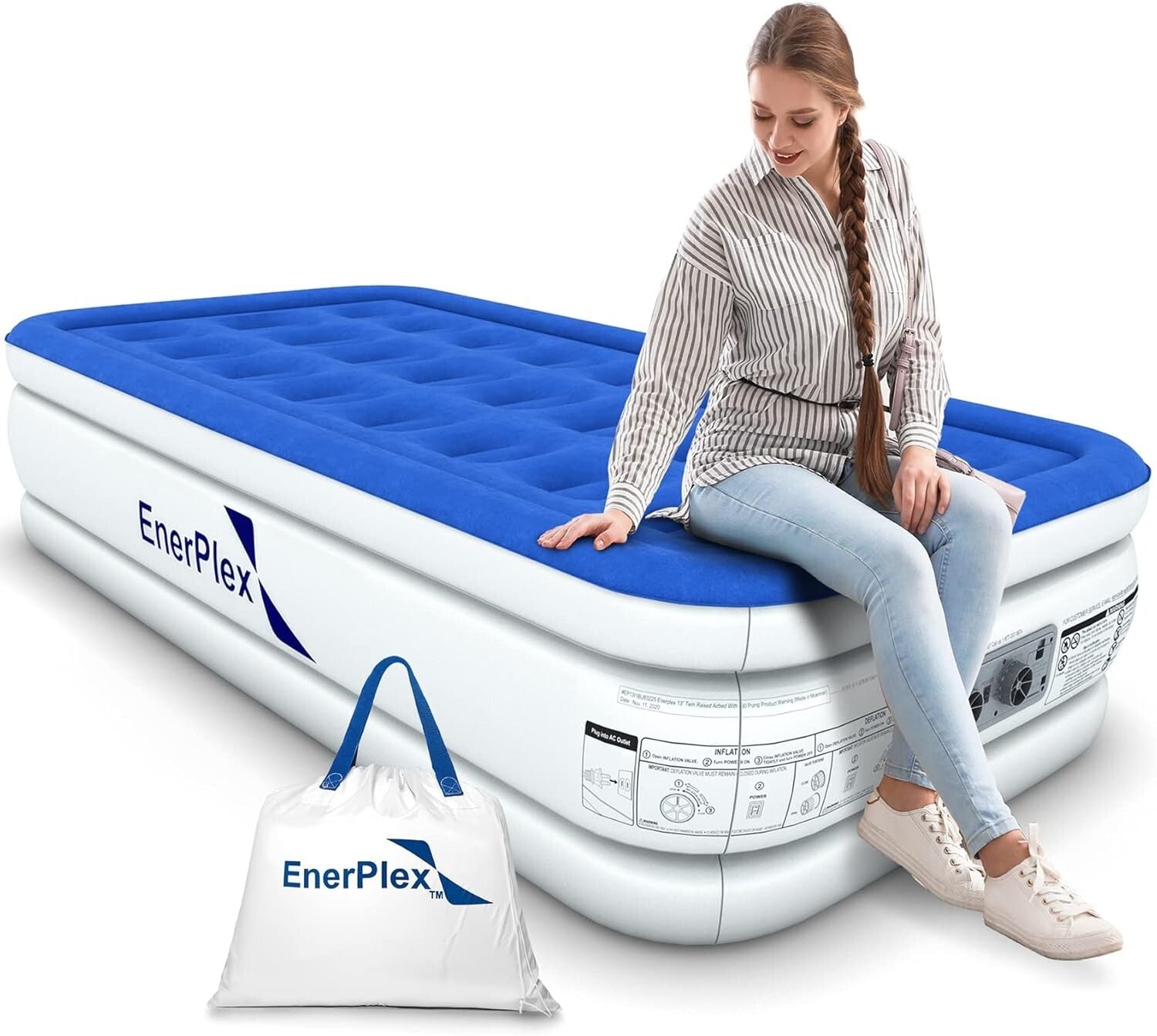 Durable Twin Air Mattress with Built-In Pump – Perfect for Camping & Home Use