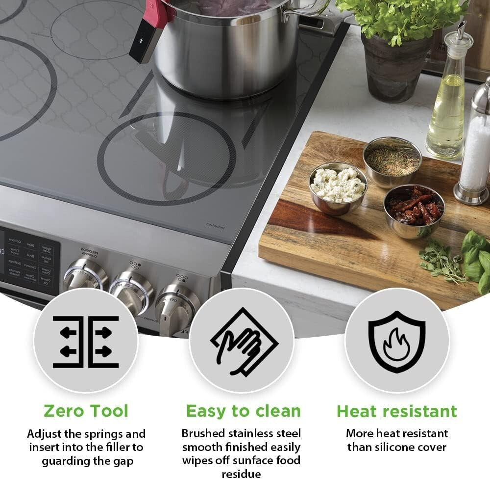 Sleek and Durable 2Pcs Stainless Steel Stove Gap Filler - Heat-Resistant Design