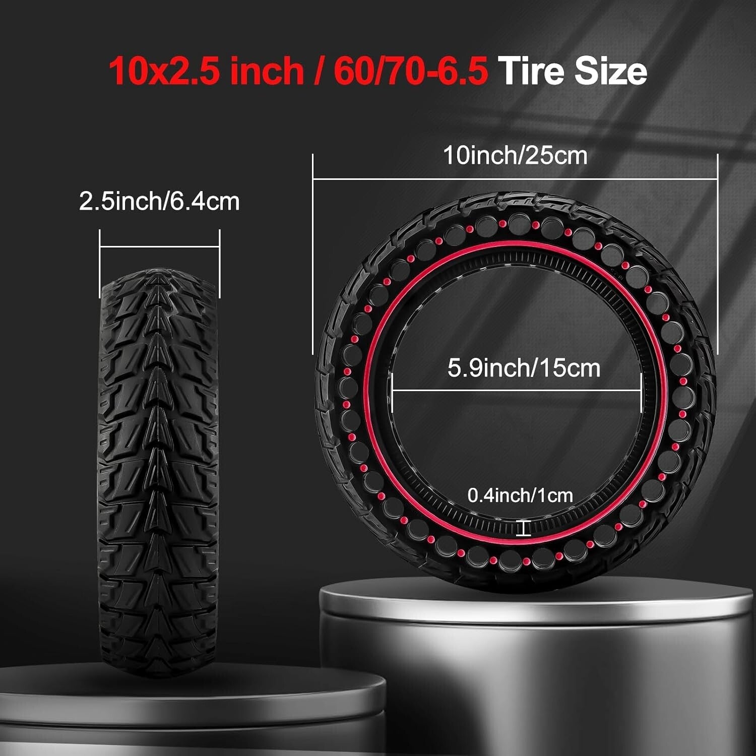 Year-Round 2PCS 10x2.5 Solid Tires for Electric Scooters - Puncture Resistant