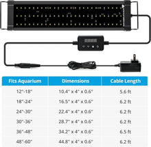 Load image into Gallery viewer, Adjustable Full-Spectrum LED Aquarium Light for Fish Tanks - Black &amp; Multi-Color