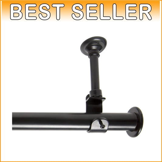 Durable Black Hanging Curtain Rod - Adjustable 108" to 168" for Room Dividers
