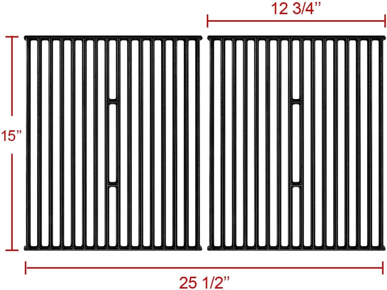 Broil King-Compatible 15" Cast Iron Grill Grates – 2 PCS for Superior Cooking